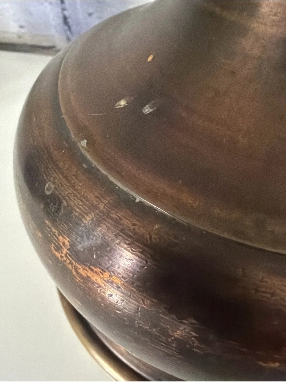 Vintage Patinated Brass Trumpet Candle Holder / Bud Vase – 12.5